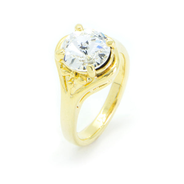 Gold Tone Ring With Clear Centre Stone