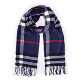 Navy, black and red check print scarf