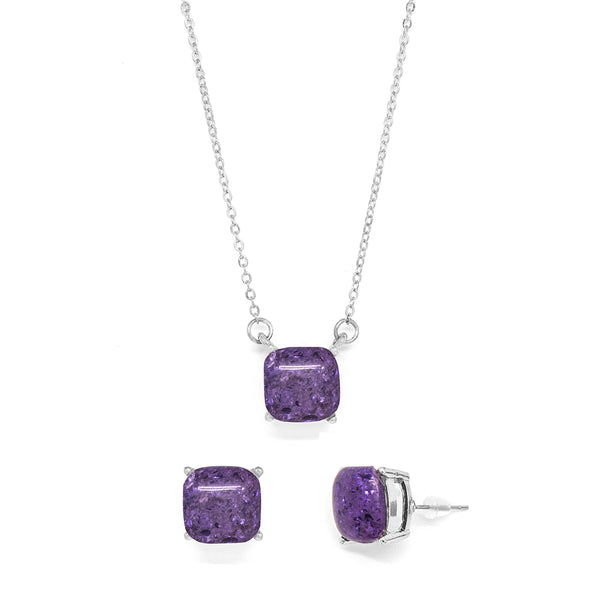 Purple Marble Finish Necklace & Earring