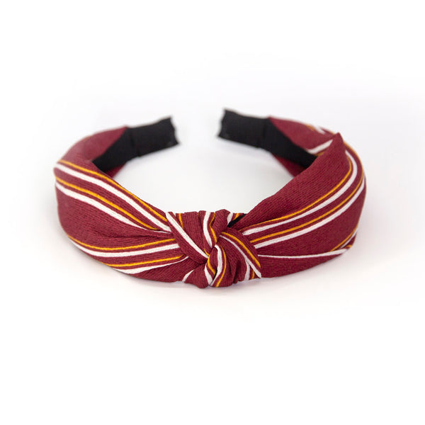 Red yellow and white stripe knot headband
