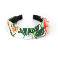 Green and white floral knot headband