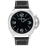 Men's Round Silver Tone Watch With Black