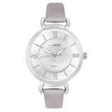 Ladies Silver And Grey Watch With Leatherette Strap