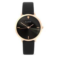 Ladies classic rose gold watch with black strap