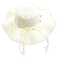 Cream straw beach hat with bow